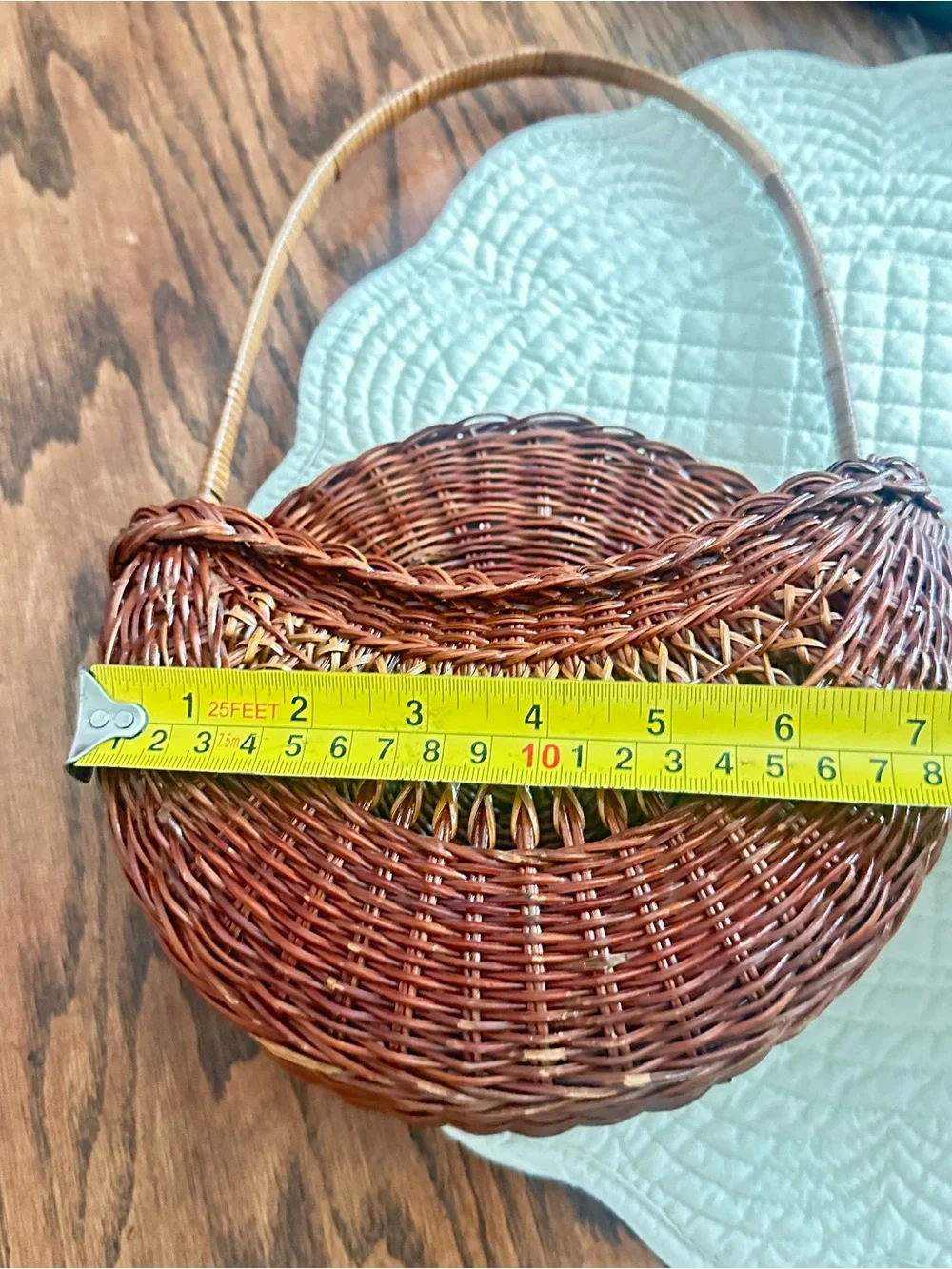 Vintage wicker rattan wall pocket baskets set of 2